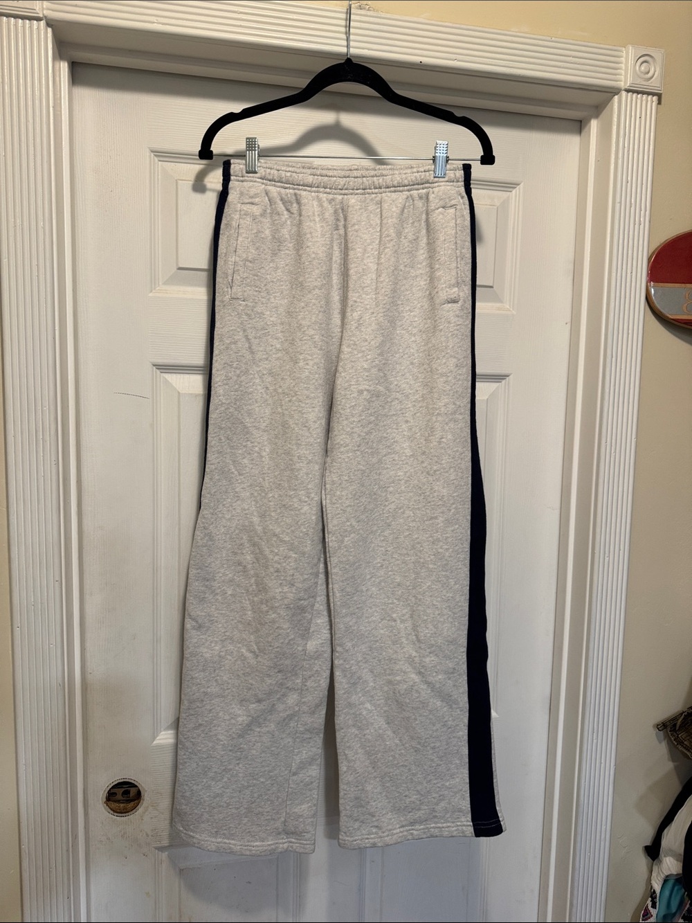 Brandy Melville Light Gray Sweatpants with Navy Side Panels